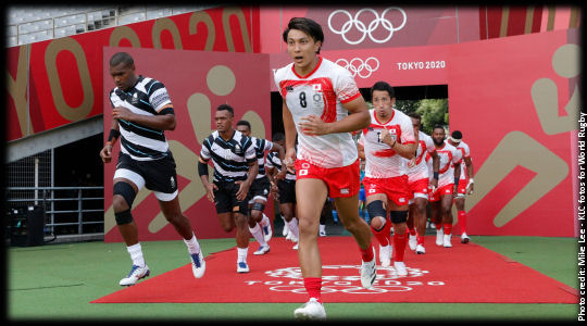 Tokyo 2020 Olympic Games Japan captain Chihito Matsui leads the team into the game against Fiji on day one